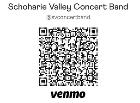 Venmo donation QR code for Schoharie Valley Concert Band, @svconcertband
